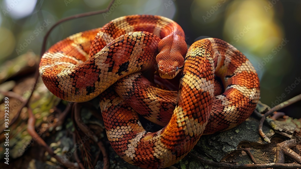 Fototapeta premium Close Up of a Colorful Snake in its Natural Habitat