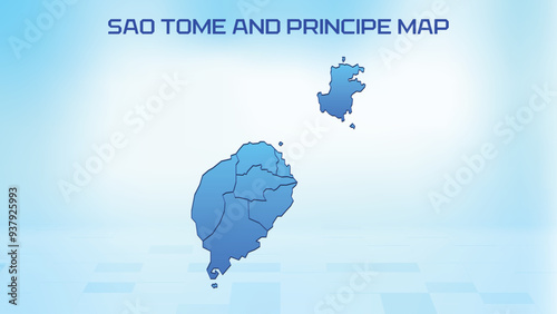 Blue detailed map of Sao Tome and Principe with States administrative divisions. Political Sao Tome and Principe map vector illustration.