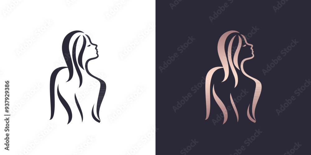 Beautiful Beauty Woman icon abstract logo vector. Abstract luxury girl hair spa logo