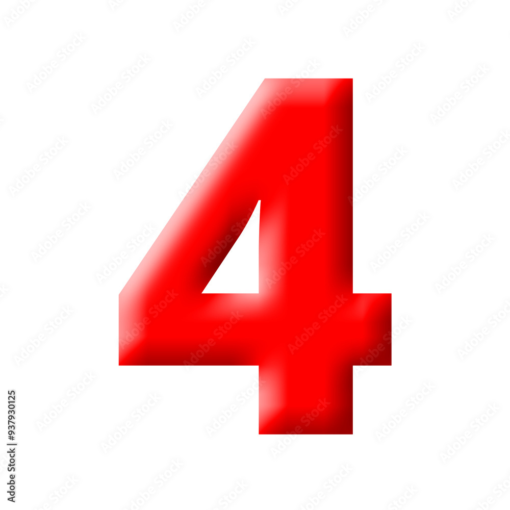 Obraz premium 3d red number 4