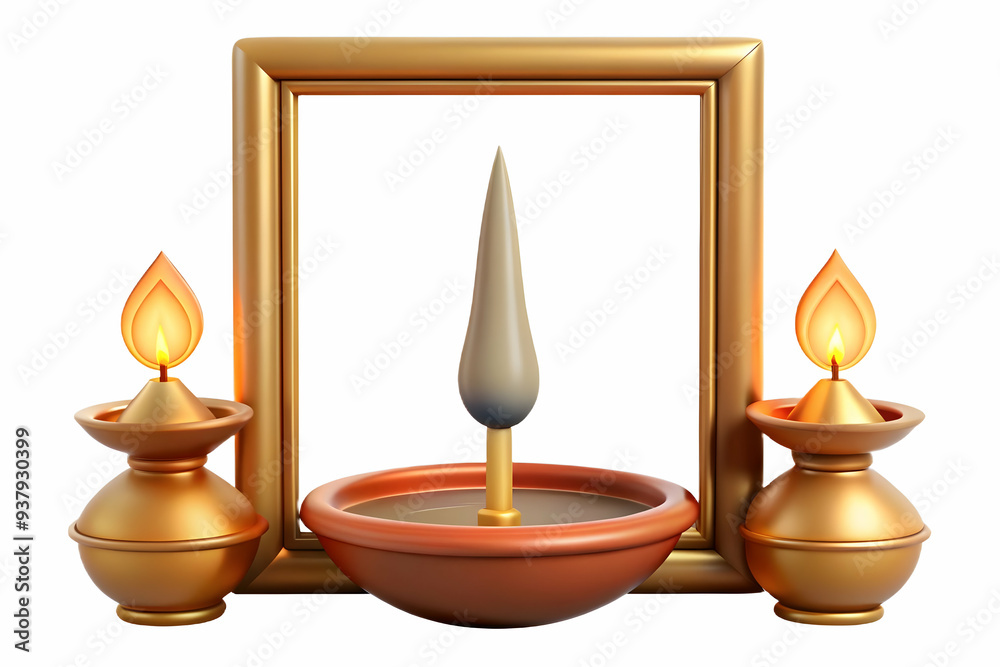 Diya and Sword Border Frame concept as Vertical frame with a lit diya on the top and a sword on the bottom creating a powerful and sacred Dussehra themed copy space perfect for designs that emphasize Diya and Sword Border Frame concept as Vertical frame with a lit diya on the top and a sword on the bottom creating a powerful and sacred Dussehra themed copy space perfect for designs that emphasize