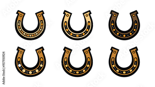 Retro stylized lucky horseshoe symbol for talisman design.