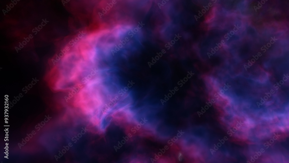 Space illustration with a color glow
