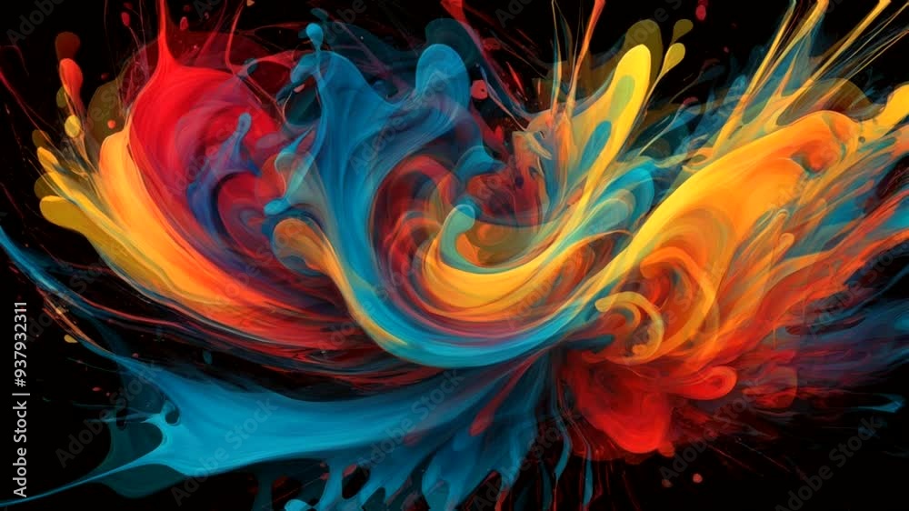 A vibrant swirl of colorful paint creating an abstract art piece. A vibrant swirl of colorful paint creating an abstract art piece.