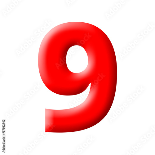 3d red number 9