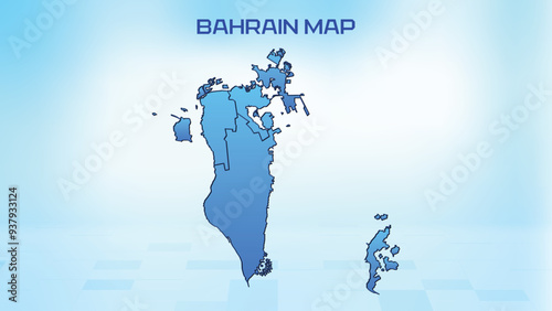 Blue detailed map of Bahrain with States administrative divisions. Political Bahrain map vector illustration.