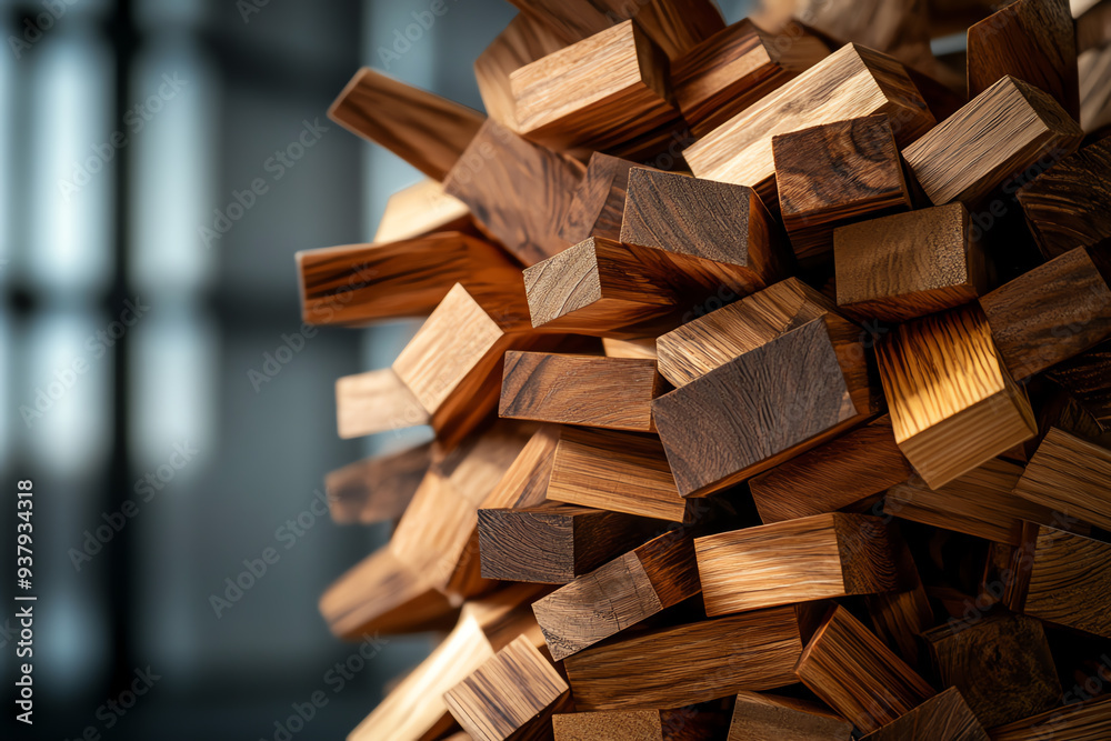 Close-up view of an artistic wooden structure showcasing unique textures and shapes, perfect for design and architecture themes. Close-up view of an artistic wooden structure showcasing unique textures and shapes, perfect for design and architecture themes.
