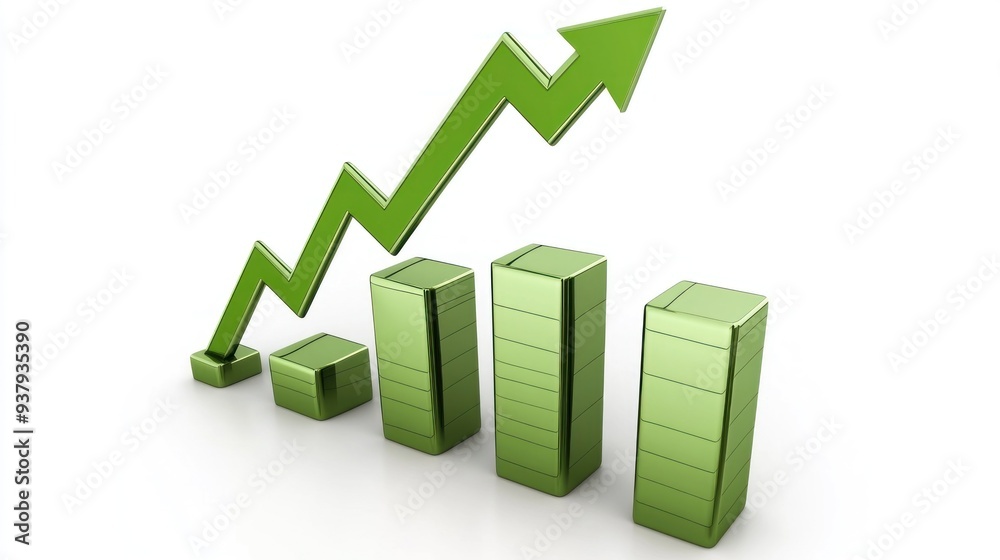 Green Growth Chart, Upward Trend Green Growth Chart, Upward Trend