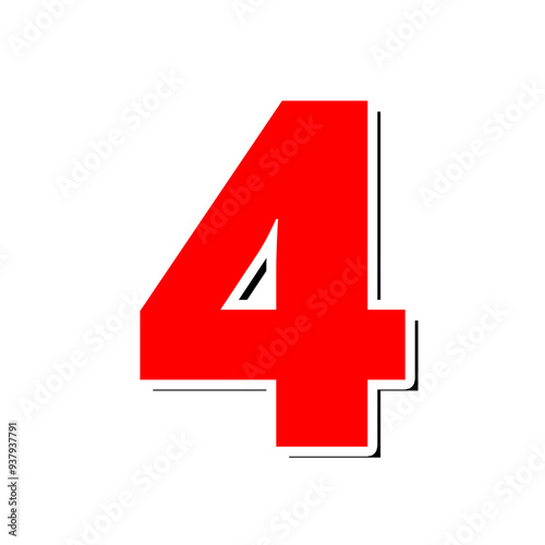 3d Red Number 4