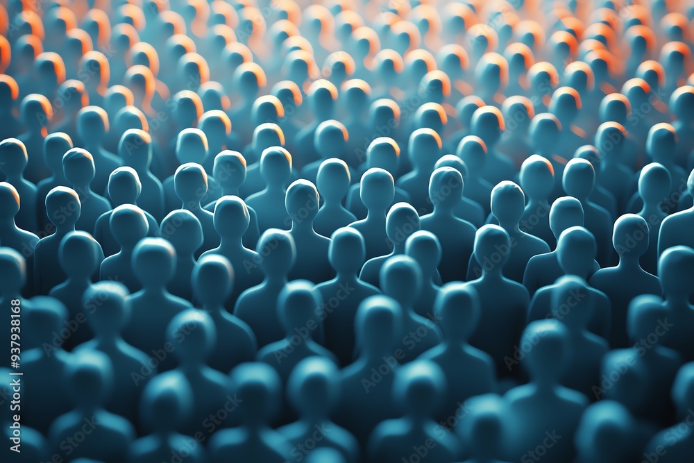 Obraz premium A crowd of abstract figures represents unity, diversity, and collective spirit, perfect for illustrating community and engagement.