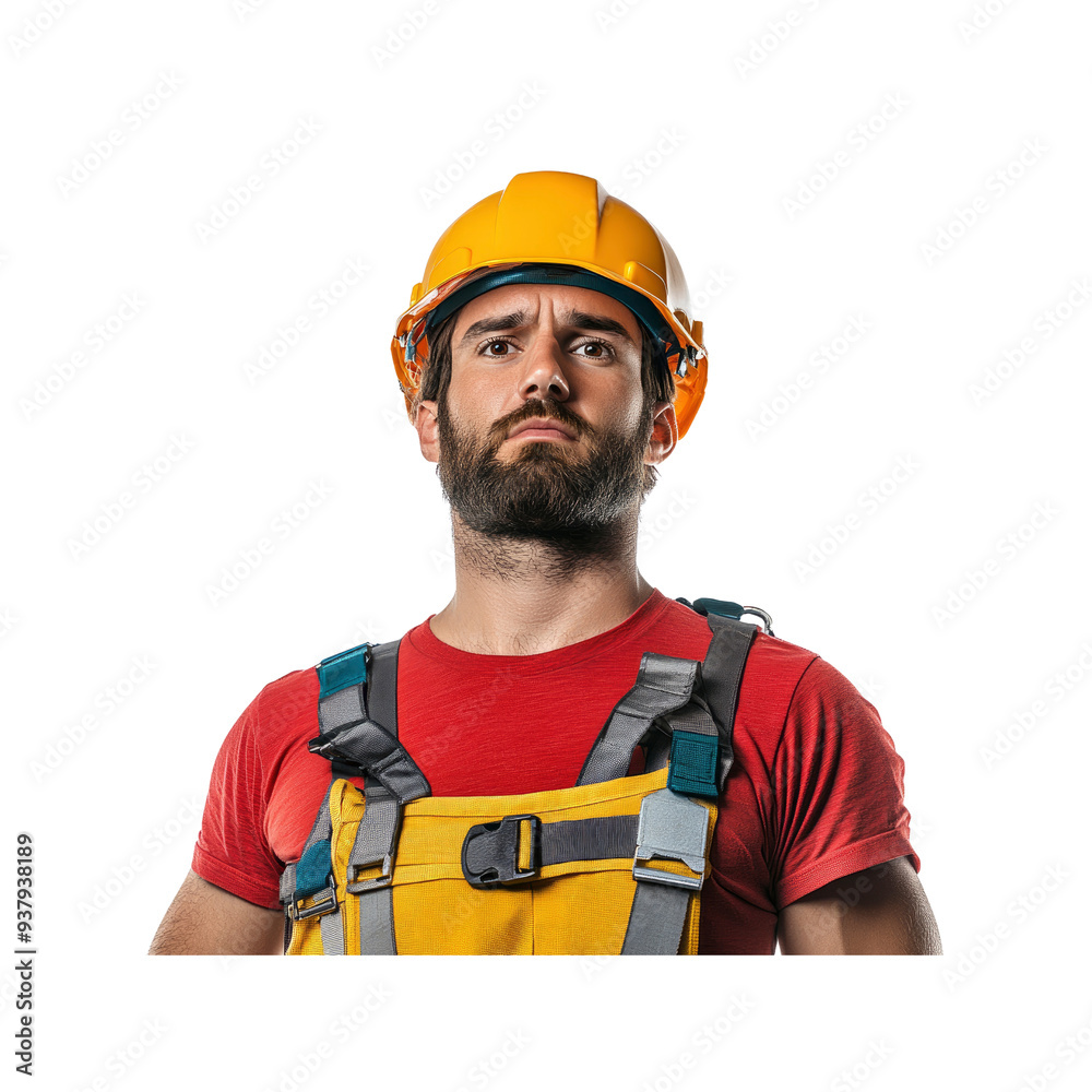 Serious Construction Worker in Safety Gear Serious Construction Worker in Safety Gear
