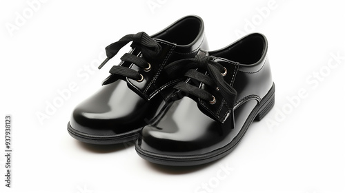 Black Girl Student Shoes Isolated on White Background