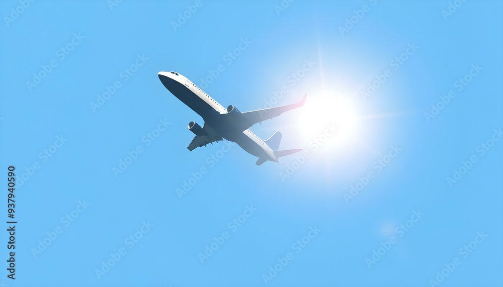 Jumbu Jet Commercial airplane on white background instant frame Flying airplane symbol Jumbu Jet Commercial airplane on white background instant frame Flying airplane symbol