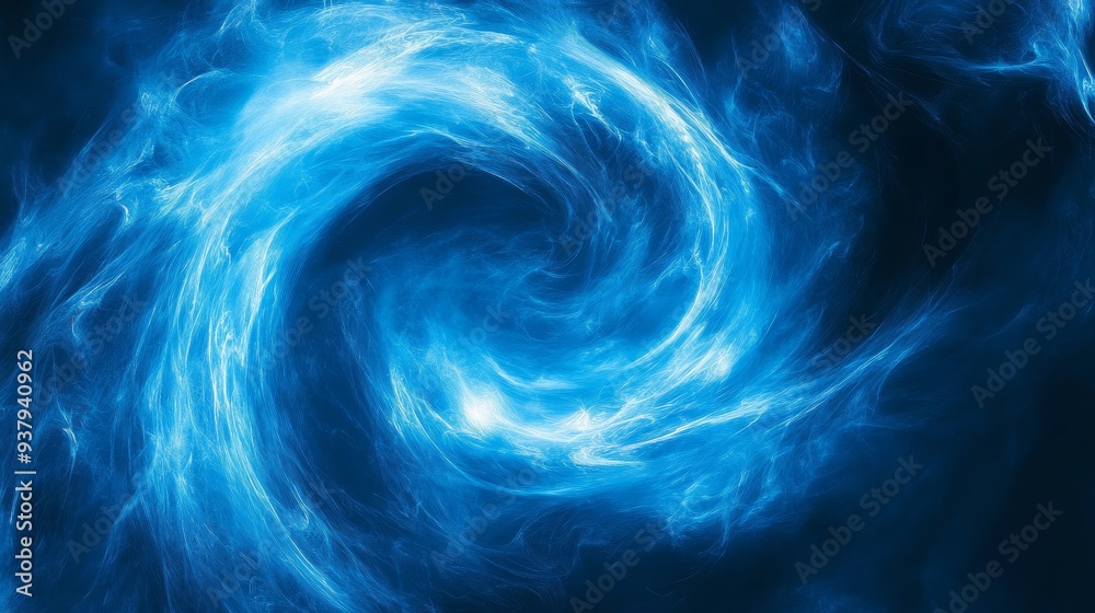 Fototapeta premium Swirling blue vortex captured in stunning detail, showcasing energy and movement in a cosmic backdrop. Perfect for sci-fi themes.