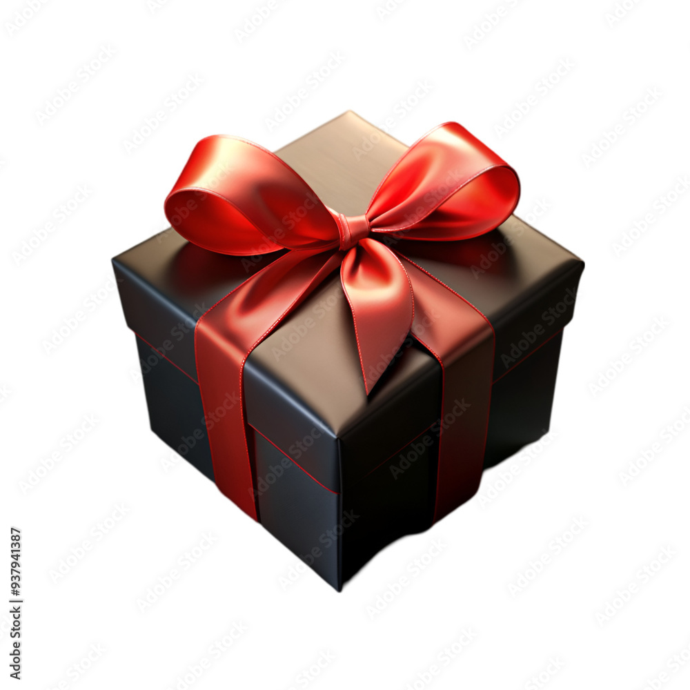 Obraz premium black gift box with red bow