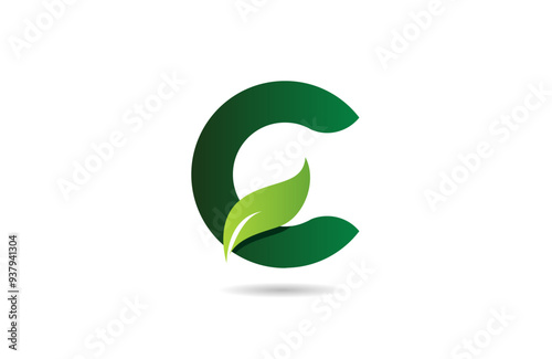 green leaf C letter alphabet logo icon design suitable for a green or vegan vegetarian concept