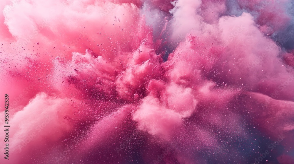 Fototapeta premium A vibrant explosion of pink and purple hues, creating a cloud-like formation that evokes emotion and beauty in abstract art.