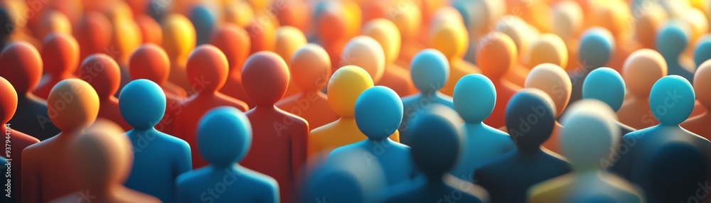 A vivid representation of diverse individuals in a crowd, highlighting unity and community through colorful figures and silhouettes. A vivid representation of diverse individuals in a crowd, highlighting unity and community through colorful figures and silhouettes.