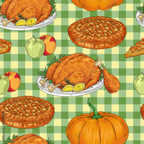 Thanksgiving day colorful pattern seamless