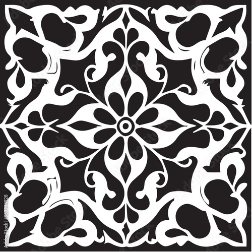 Vector illustration of traditional square design elements, black and white seamless floor tiles design vector, 