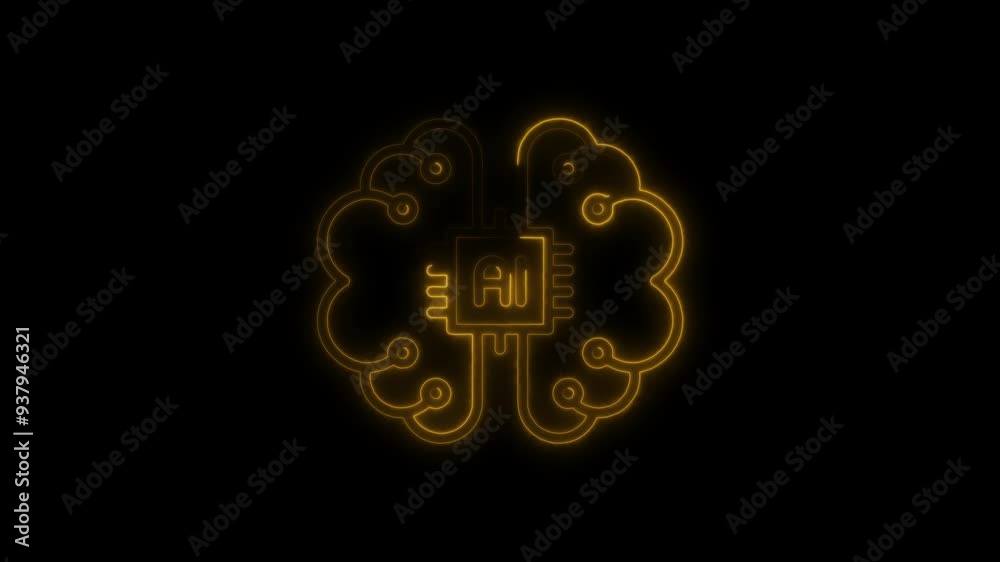 Neon Brain Circuit Icon, Glowing AI Technology, Futuristic Neural Network, Digital Intelligence Symbol, Cybernetic AI Brain Neon Brain Circuit Icon, Glowing AI Technology, Futuristic Neural Network, Digital Intelligence Symbol, Cybernetic AI Brain