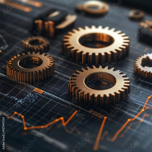 19. Abstract image of economic policy gears turning to influence inflation rates, concept of monetary policy control