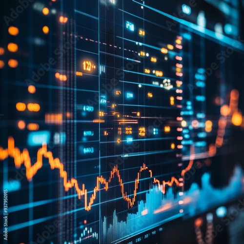 42. Close-up of a digital interface showing economic policy adjustments and their impact on financial markets