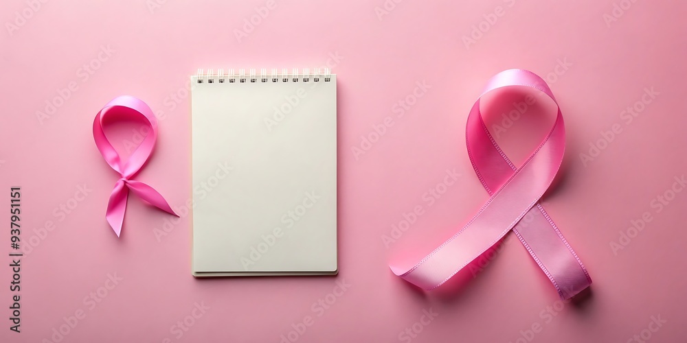 Studio Shot of Pink Ribbon and Blank Notepad on Clean Background with Ample Space for Text Overlay
Studio Shot of Pink Ribbon and Blank Notepad on Clean Background with Ample Space for Text Overlay