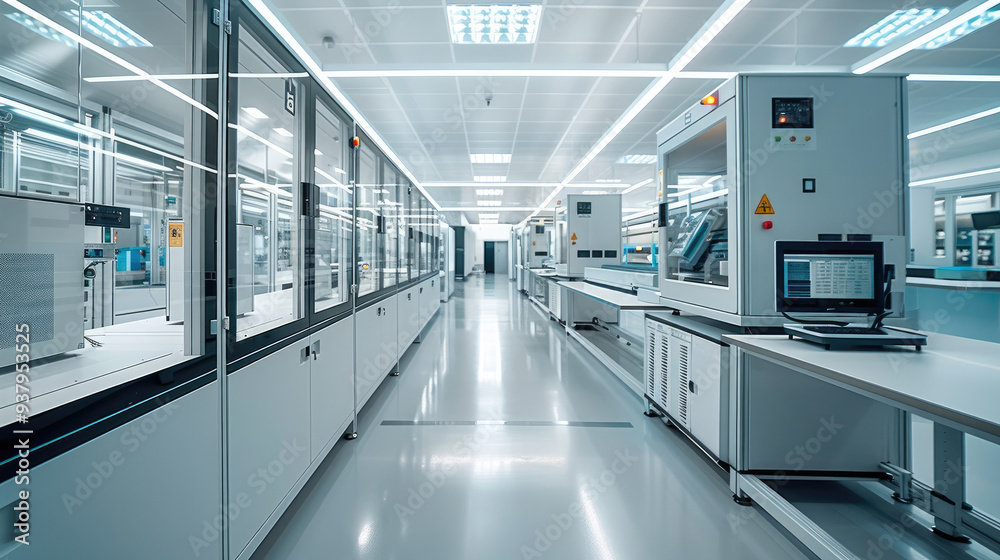 Fototapeta premium An incoming inspection laboratory for electronics device in a modern area. Generative AI.