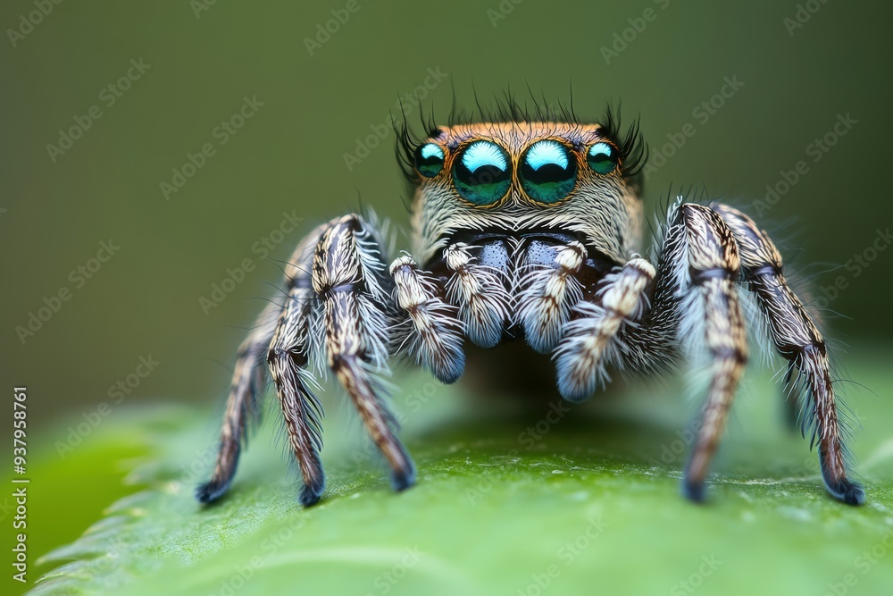 Close-up shot of a spider's eyes with a blurred background Close-up shot of a spider's eyes with a blurred background