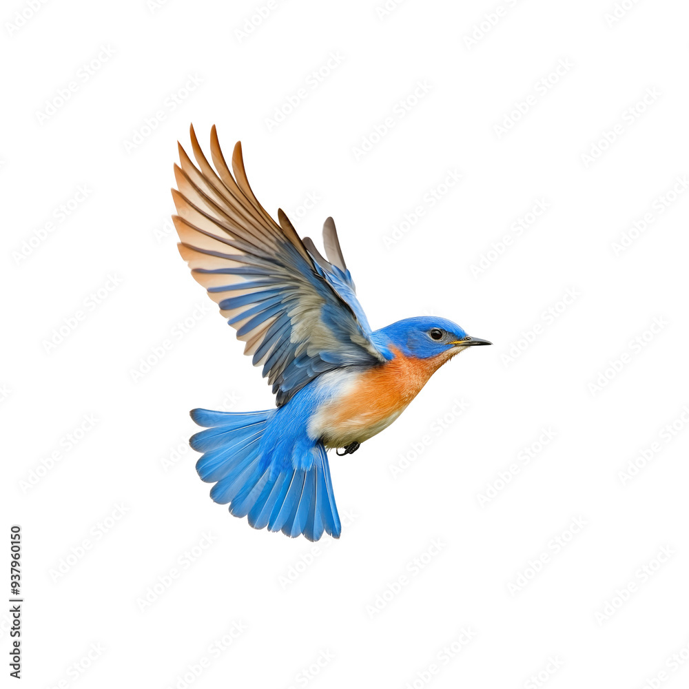 Bluebird in Flight Against Black Background Bluebird in Flight Against Black Background