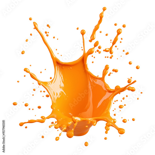 A dynamic orange liquid splash captured in mid-air photo