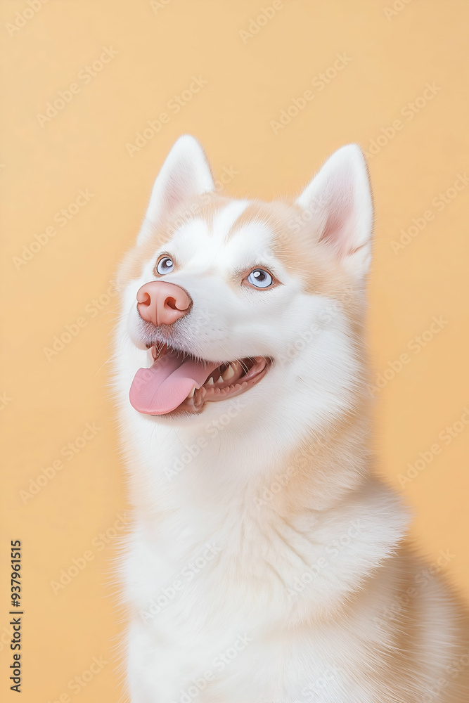 Siberian Husky Dog with Bright Blue Eyes and Happy Expression Siberian Husky Dog with Bright Blue Eyes and Happy Expression