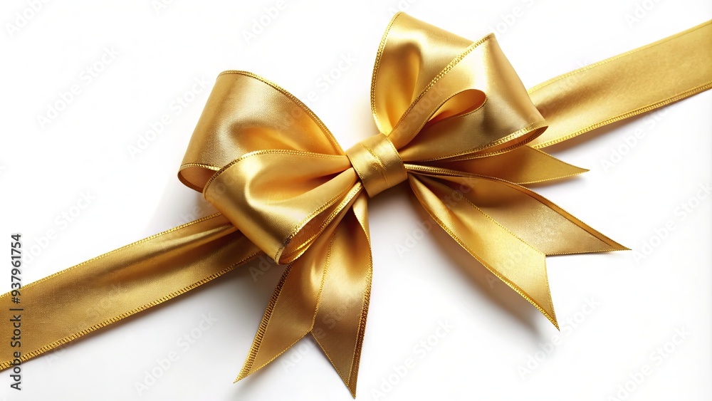 Golden corner ribbon with intricate folds and delicate texture, tied in a luxurious bow, adds an air of elegance and sophistication to any setting. Golden corner ribbon with intricate folds and delicate texture, tied in a luxurious bow, adds an air of elegance and sophistication to any setting.