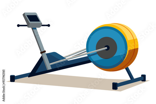  Rowing machine vector art illustration