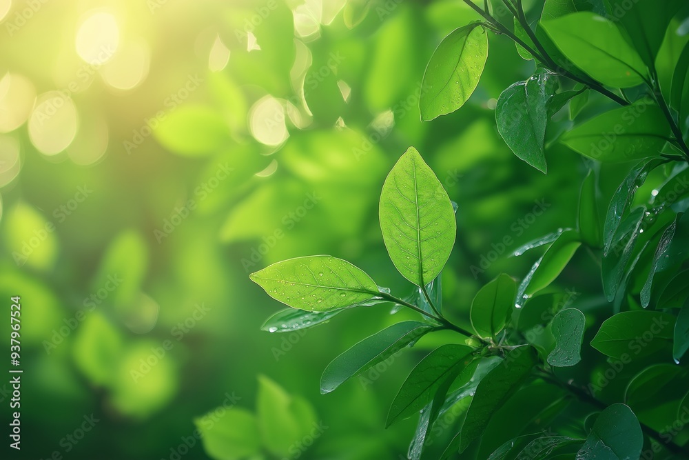 A detailed view of vibrant green leaves basking in warm sunlight, showcasing nature's beauty with a blurred background. A detailed view of vibrant green leaves basking in warm sunlight, showcasing nature's beauty with a blurred background.