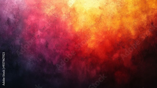 Abstract Grainy Background in Red, Yellow, Orange, and Purple with Vibrant Gradient and Noise Texture for Banner - Generative AI