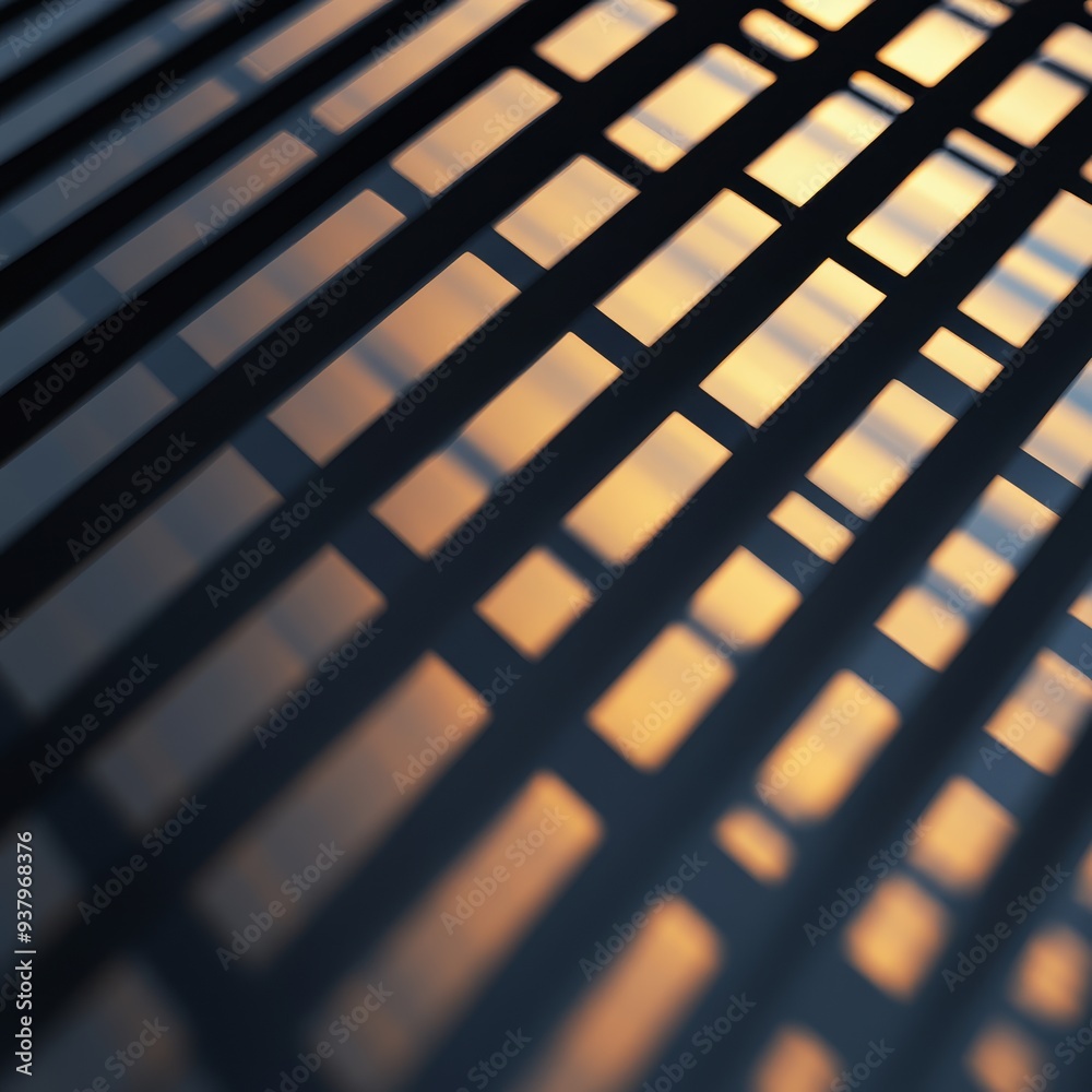 Fototapeta premium Abstract Sunset Through Metal Grating