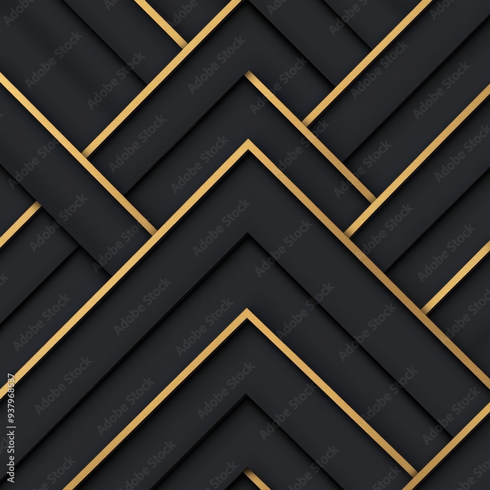 Abstract Geometric Pattern with Black and Gold Chevron Design Abstract Geometric Pattern with Black and Gold Chevron Design