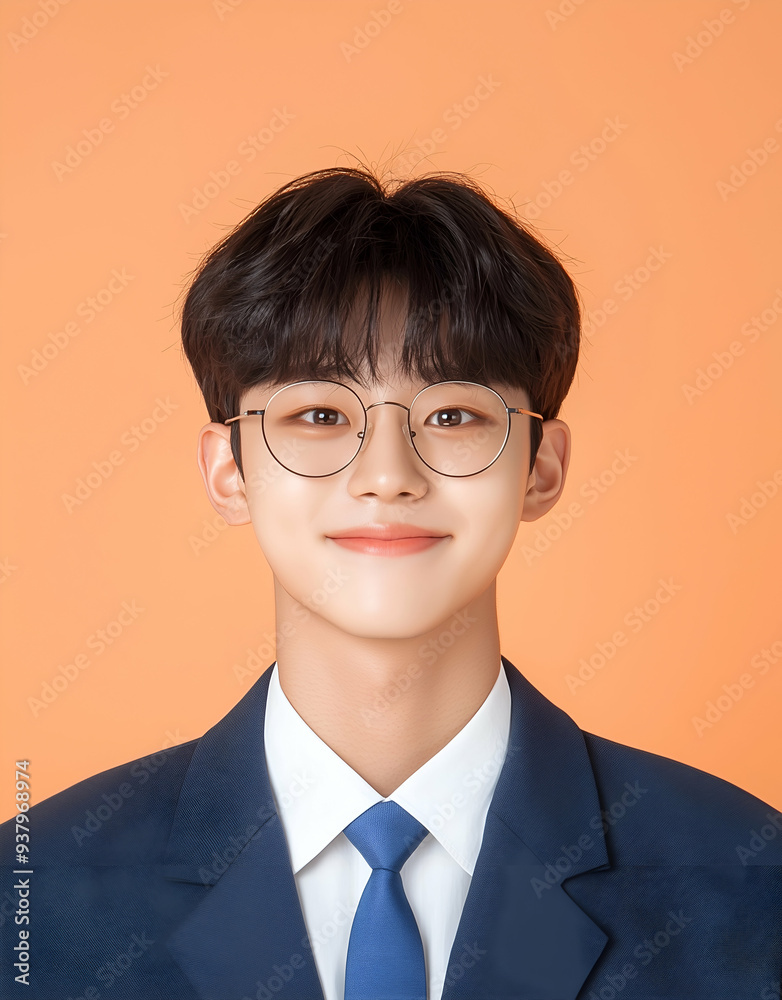 Smiling Young Man with Glasses in Formal Attire Studio Portrait Smiling Young Man with Glasses in Formal Attire Studio Portrait
