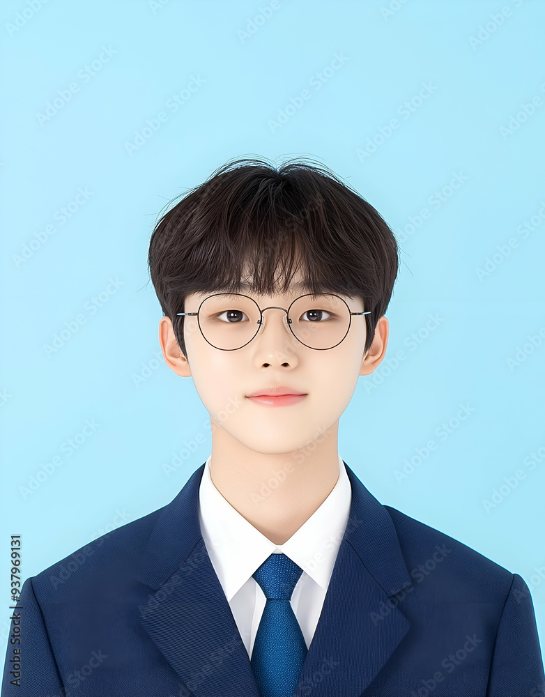 Smiling Young Man with Glasses in Formal Attire Studio Portrait Smiling Young Man with Glasses in Formal Attire Studio Portrait