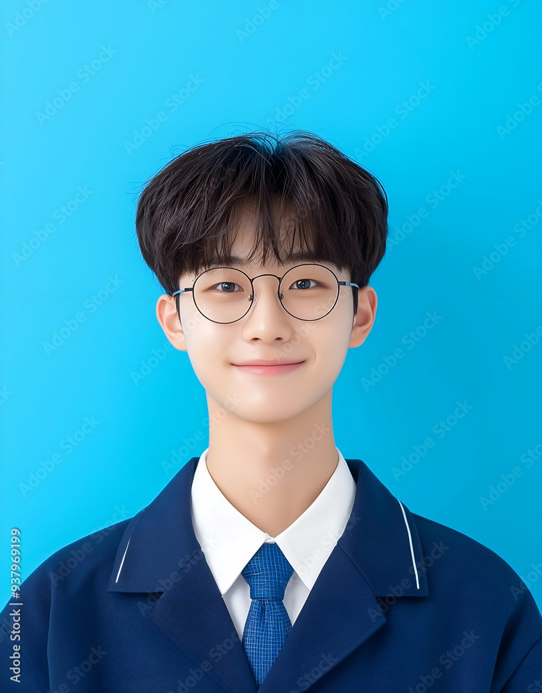 Smiling Young Man with Glasses in Formal Attire Studio Portrait Smiling Young Man with Glasses in Formal Attire Studio Portrait