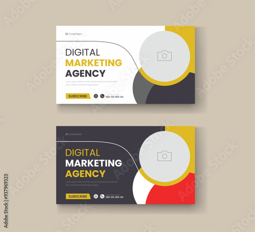 Corporate business and digital marketing youtube thumbnail or web banner template
