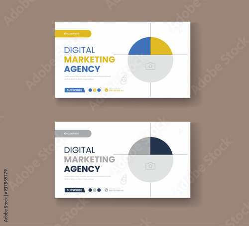 Corporate business and digital marketing youtube thumbnail or web banner template