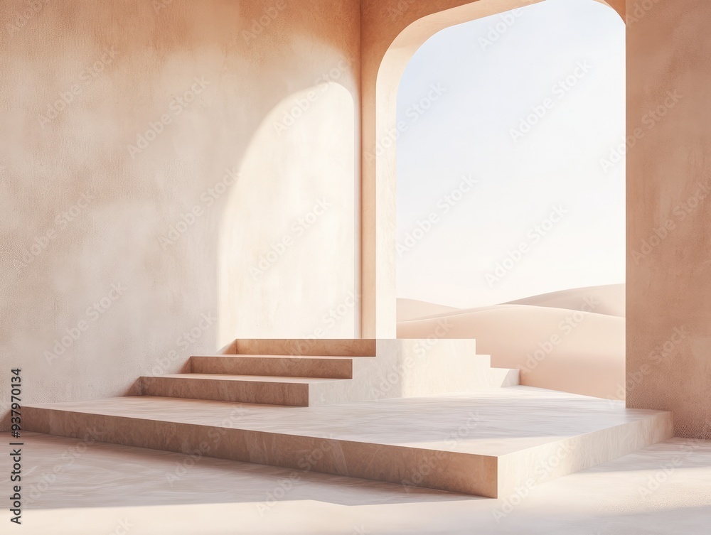 Podium with Abstract Clean Sand Textures in a Pastel Desert Palette Podium with Abstract Clean Sand Textures in a Pastel Desert Palette