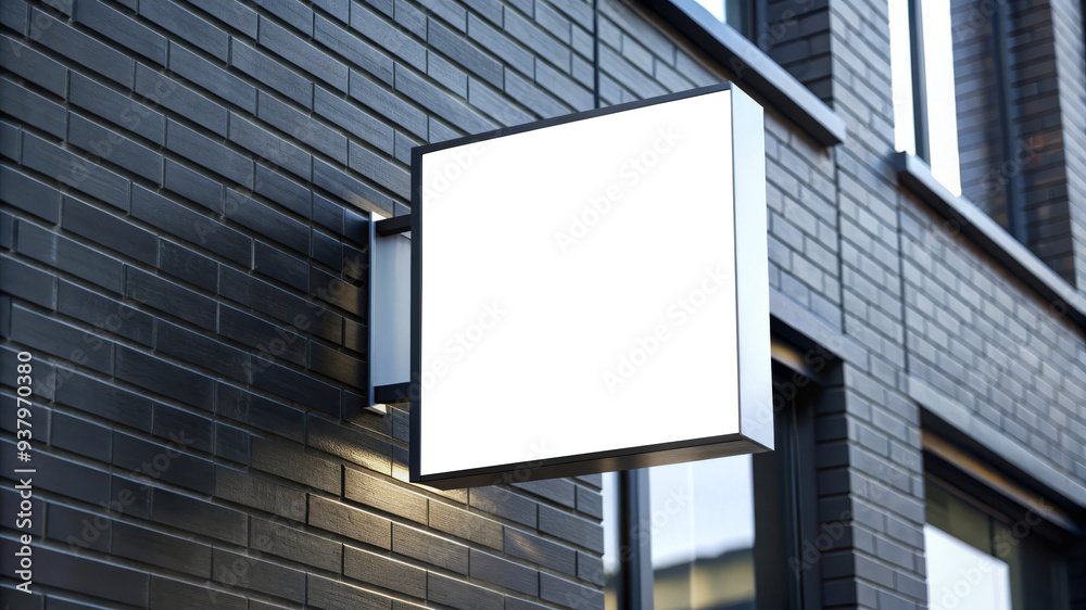 Fototapeta premium Blank Signboard Mockup On Brick Wall, Modern Design.