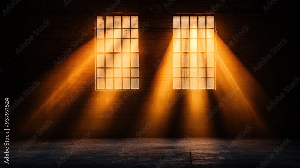 Naklejka premium Light shining through the windows of a historic train station