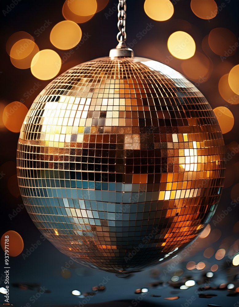 Obraz premium disco ball with lights,disco ball with lights,Reflections of Rhythm: The Disco Ball Era