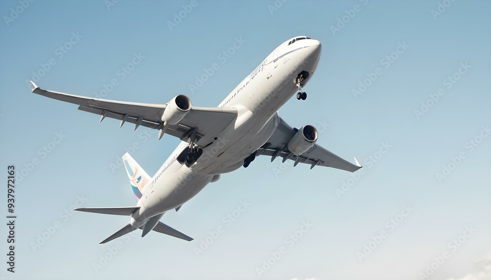 Jumbu Jet Commercial airplane on white background instant frame Flying airplane symbol Jumbu Jet Commercial airplane on white background instant frame Flying airplane symbol