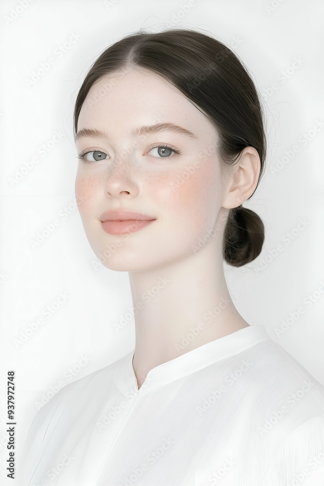 Portrait of a Young Woman with Natural Makeup and Radiant Skin Portrait of a Young Woman with Natural Makeup and Radiant Skin